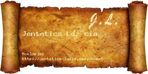Jentetics Lúcia névjegykártya
